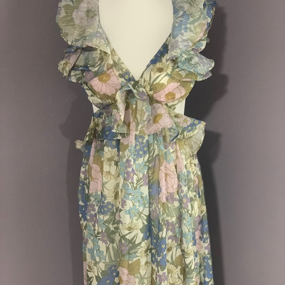 Vici | Dresses | Vici Zabelle Floral Ruffle Cutout Maxi Dress | Poshmark